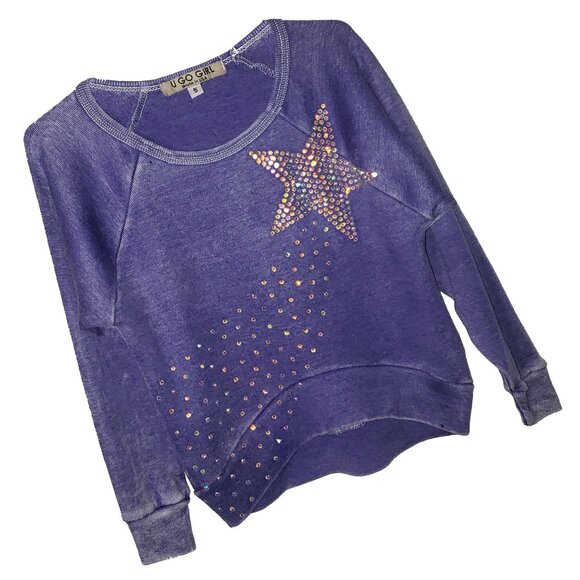 Shining Star Girl's Purple Sweatshirt - Picture 1 of 4